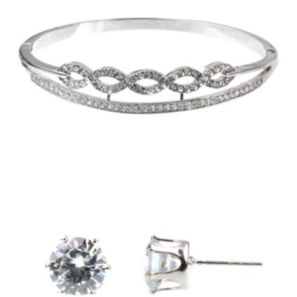NIB Infinity Bracelet & Cubic Zirconium Earrings